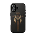 Christian Cross Phone Case — Rustic Wood Cross with Draped Cloth & Crown of Thorns