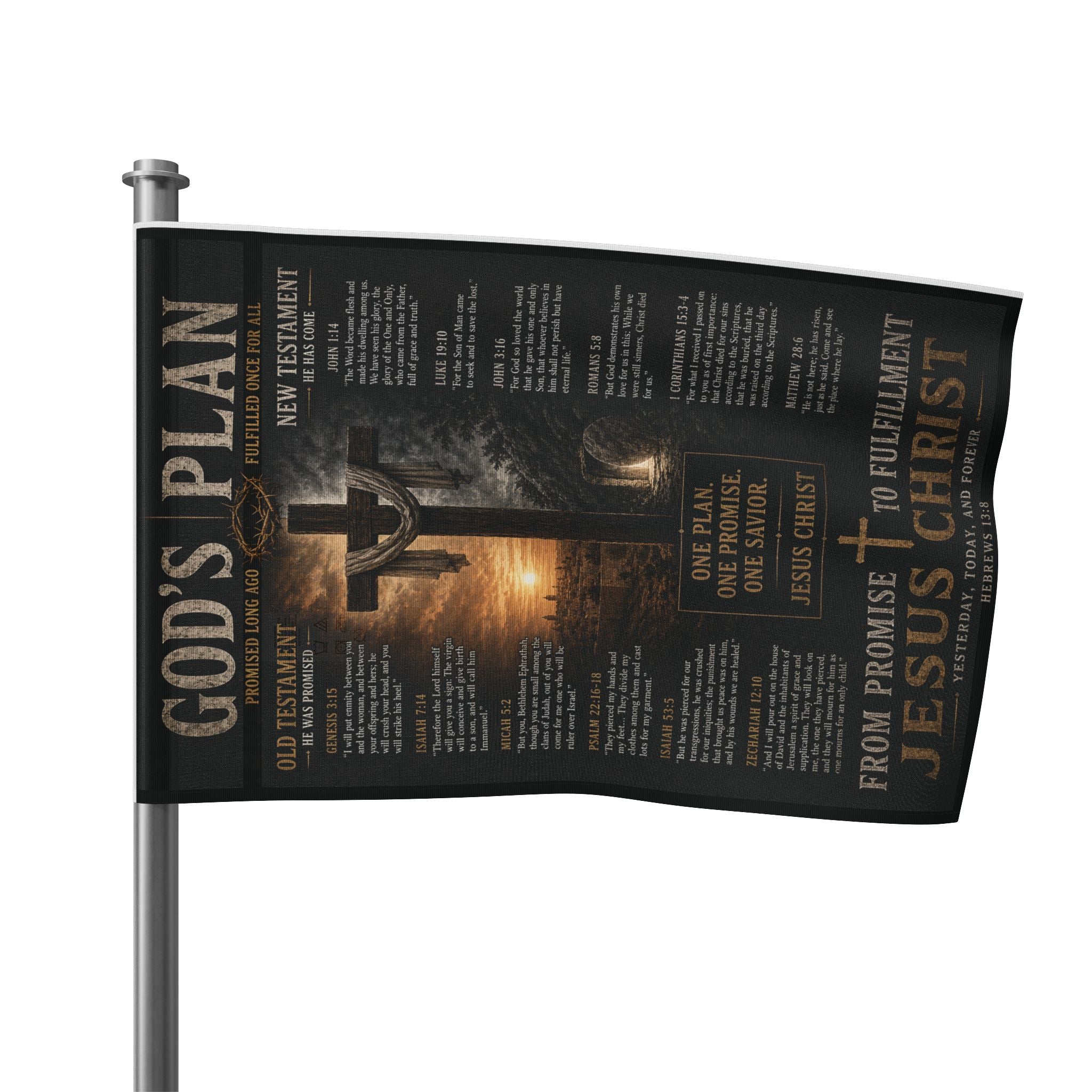 Flag - "God's Plan" Inspirational Religious Flag with Cross and Scripture