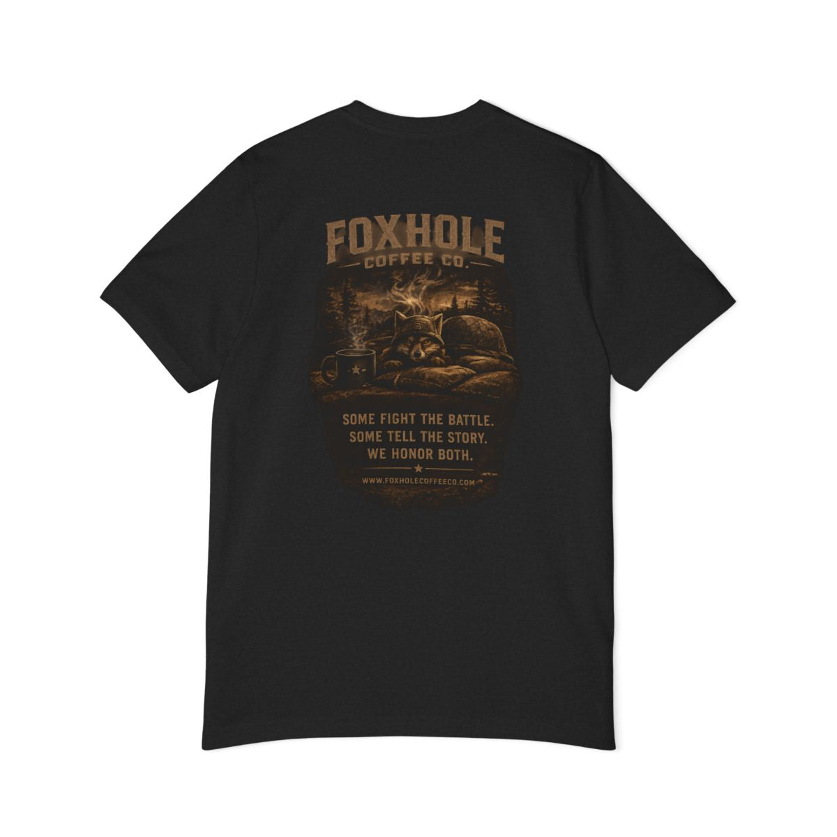 Foxhole Coffee Co. T-Shirt — Rustic Military-Inspired Graphic Tee ("Foxhole Coffee Co.")