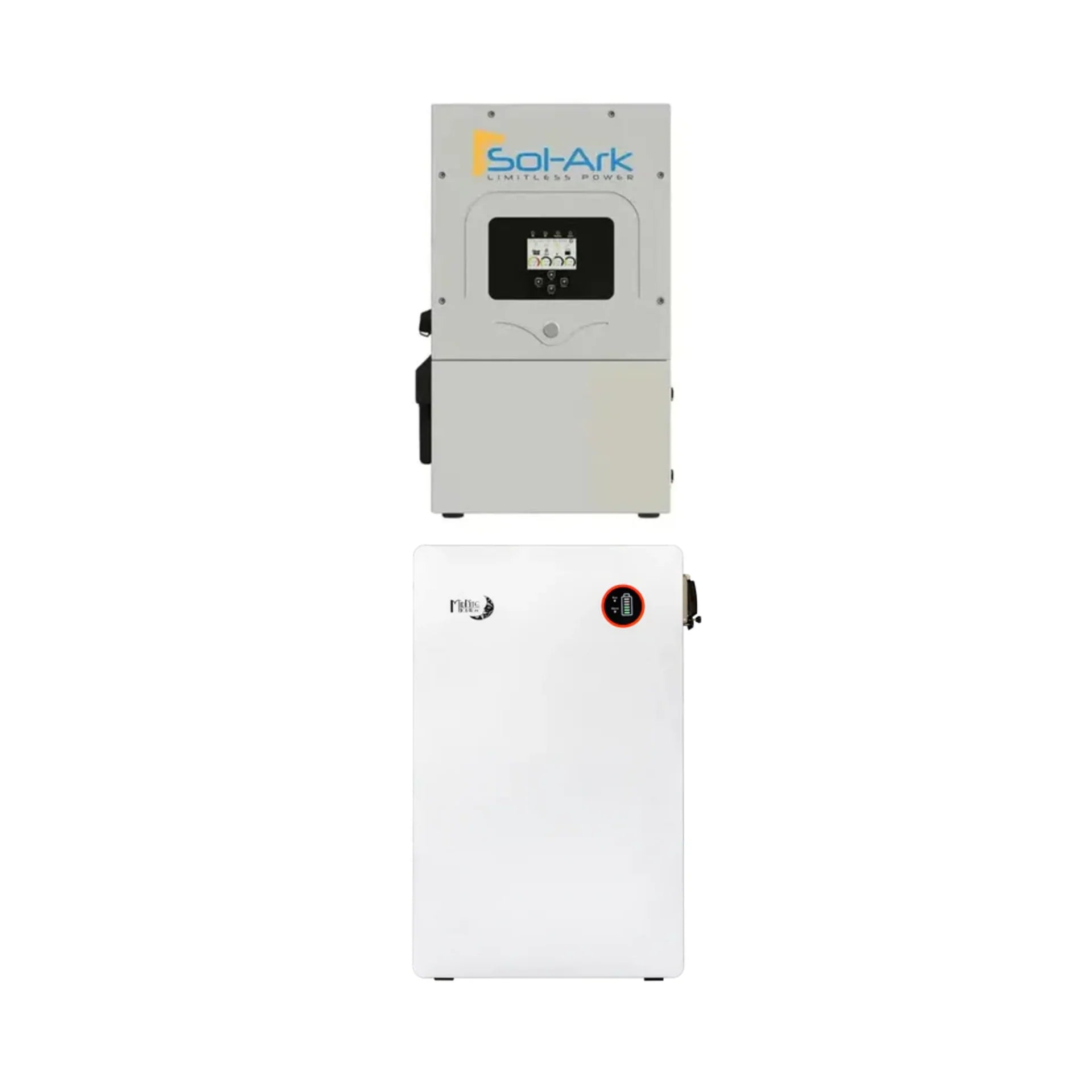 Sol-Ark 12kW Hybrid Inverter + Midnite Power MNPowerflo16 ESS | 16.1 kWh Lithium Wall Mount Battery + 12kW Hybrid Inverter Bundle | Outdoor Rated Essentials Backup