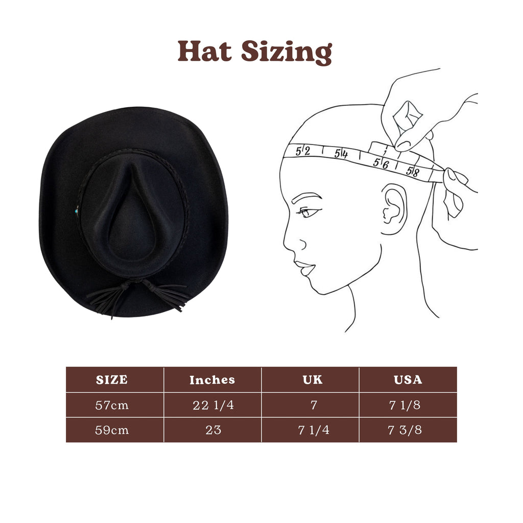 Turquoise Ridge Black Felt Cowboy Hat